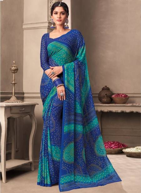 Blue Colour Ruchi Kesariya Chiffon 65th Edition Daily Wear Chiffon Saree Collection 12001 C